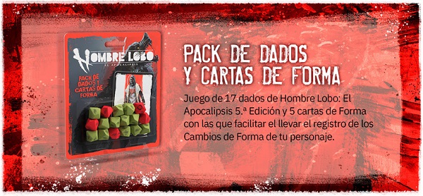 HOMBRE LOBO EL APOCALIPSIS PACK DE DADOS Y CARTAS DE FORMA
