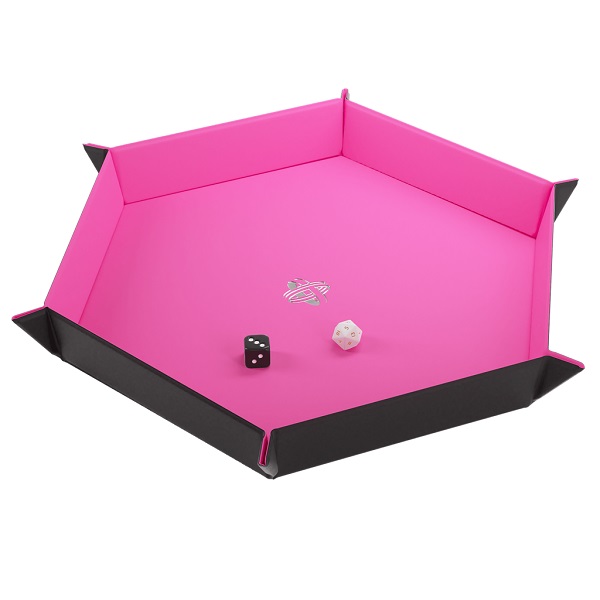 GAMEGENIC MAGNETIC DICE TRAY HEXAGONAL BLACK/PINK