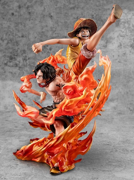MEGAHOUSE One Piece Estatua PVC P.O.P. NEO Maximum Luffy & Ace Bond between brothers 20th Limited Ver. 25 cm