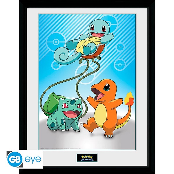 POSTER CON MARCO KANTO STARTERS - POKEMON