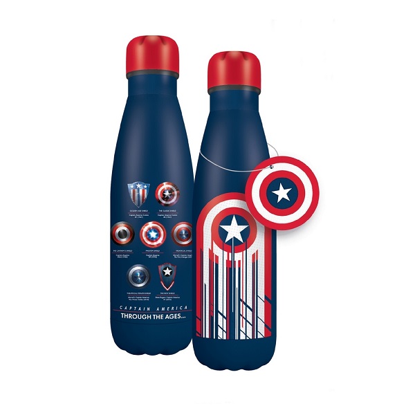 BOTELLA METALICA MARVEL CAPITAN AMERICA ESCUDO