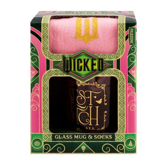 TAZA DE CRISTAL Y CALCETINES WICKED GLINDA