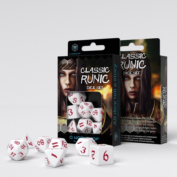Q-WORKSHOP Classic Runic White & red Dice Set