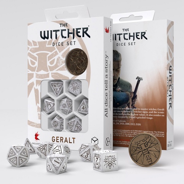 Q-WORKSHOP THE WITCHER GERALT THE WHITE WOLF DICE SET (7)