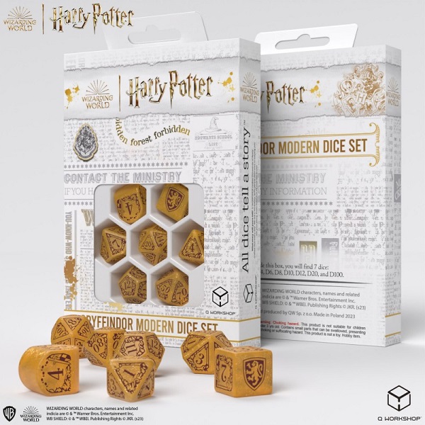 Q-WORKSHOP Harry Potter Gryffindor Modern Dice Set - Gold