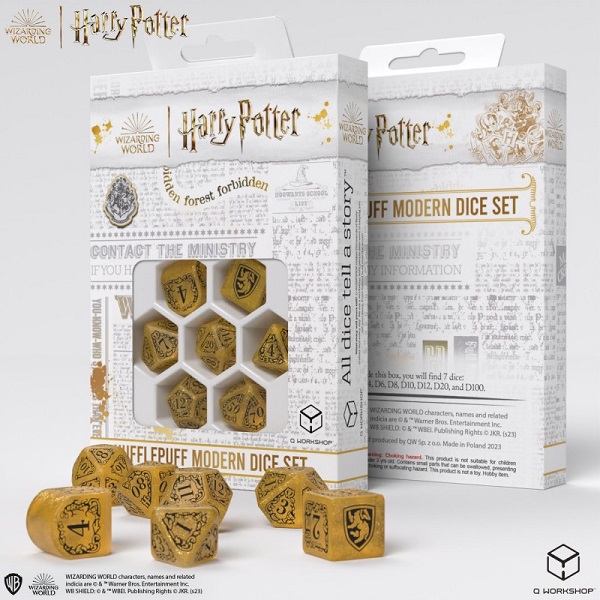 Q-WORKSHOP Harry Potter. Hufflepuff Modern Dice Set - Yellow