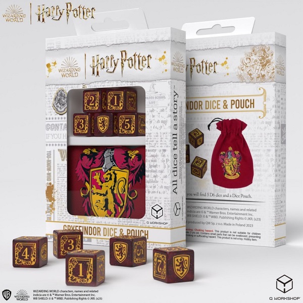 Q-WORKSHOP Harry Potter Gryffindor 5D6 Dice & Pouch