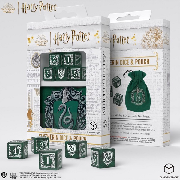 Q-WORKSHOP Harry Potter Slytherin 5D6 Dice & Pouch