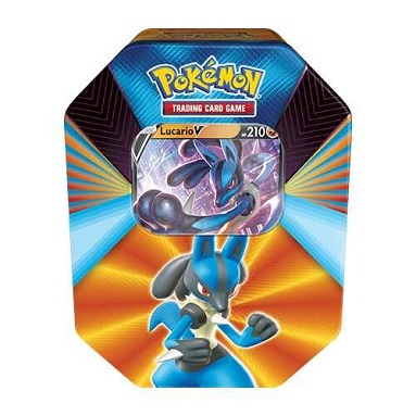 POKEMON SPRING TIN 2021 LATA FUERZAS V LUCARIO