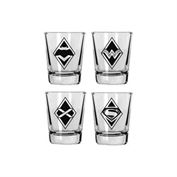 Set 4 Mini Vasos Logos Batman y Superman