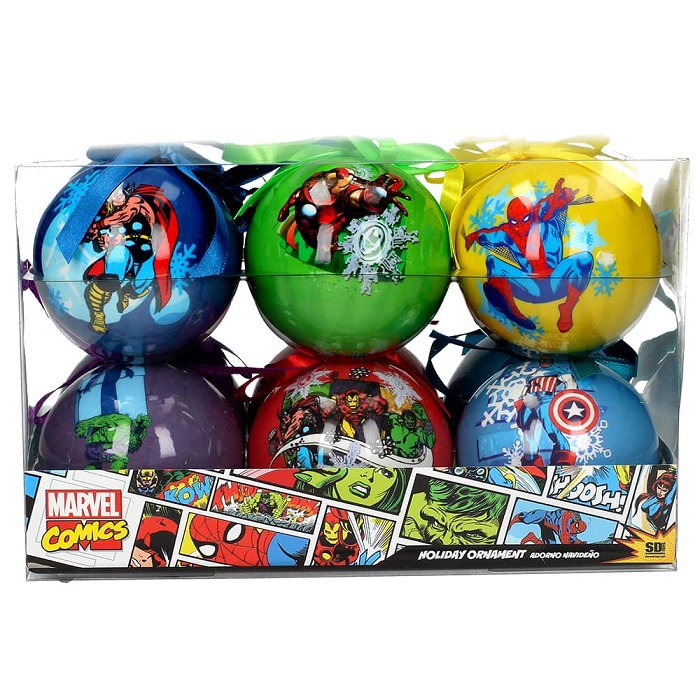 SET #1 12 BOLAS NAVIDAD MARVEL