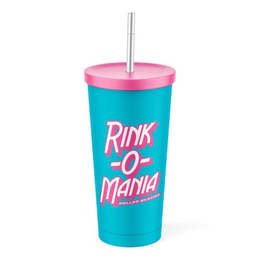 VASO DE ACERO CON PAJITA STRANGER THINGS RINK-O-MANIA