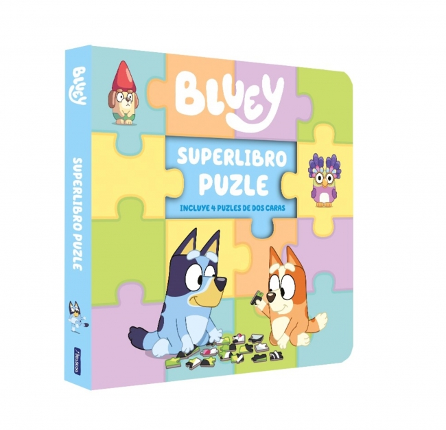 BLUEY. LIBRO JUGUETE - SUPERLIBRO PUZZLE. 4 PUZLES DE DOS CARAS PARA LEER Y JUGAR